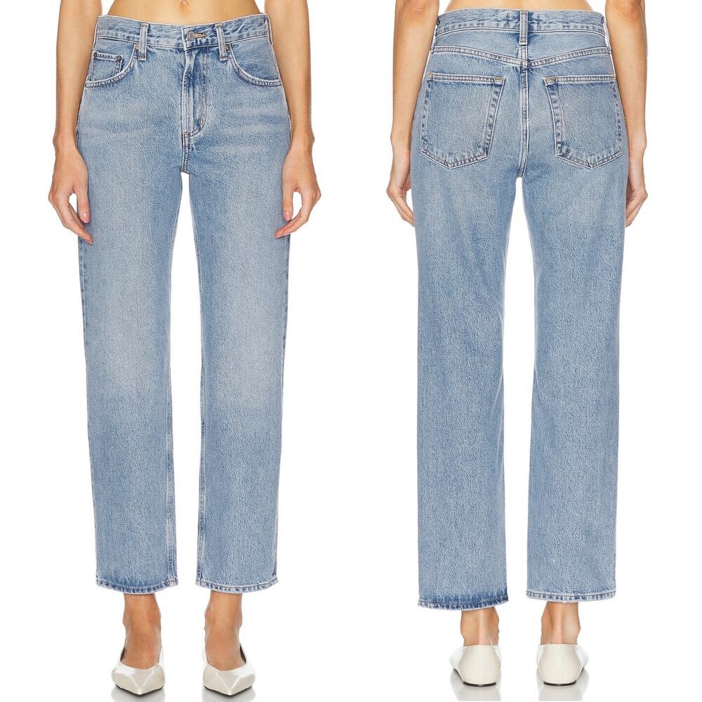 AGOLDE Valen Mid Rise Straight Leg Jeans Harmonic Light Blue Wash Size 24